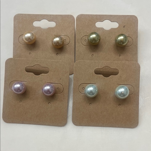 Kenneth Jay Lane Multicolor Pearl Stud Earrings Set of 4 - Picture 1 of 5